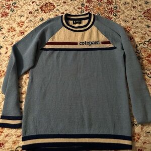 Cotopaxi Blue and Cream Men's Llama Wool Sweater